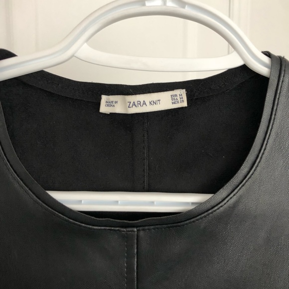 Black dress with faux leather - Picture 3 of 4